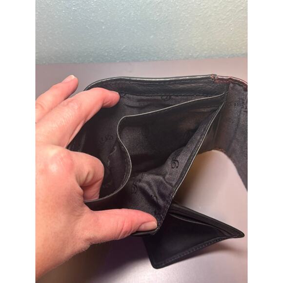 Women's Fossil Black Brown Leather Trifold Wallet One Size - Picture 8 of 8